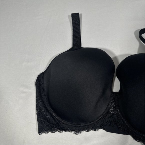 NWT $115 Simone Perele [‎ 36E ] Caresse Underwire Plunge Bra in Black #T1896 - Picture 6 of 12